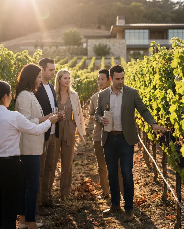 Generated frame: Napa Valley vineyard at golden hour, wine country lifestyle photography